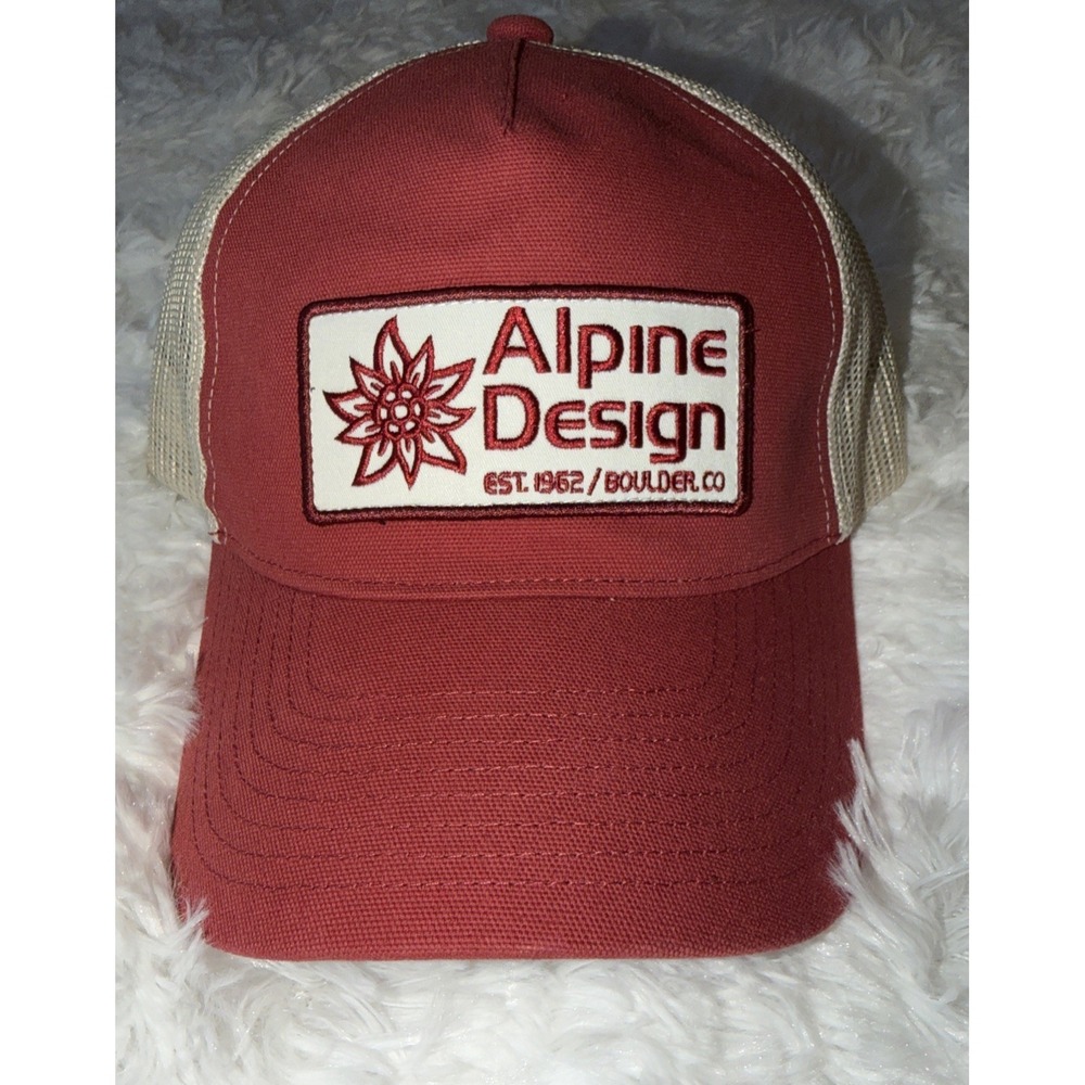 Alpine Design Washed Mesh Trucker Cap  New With Tags Adjustable Snap Ruby Red‎